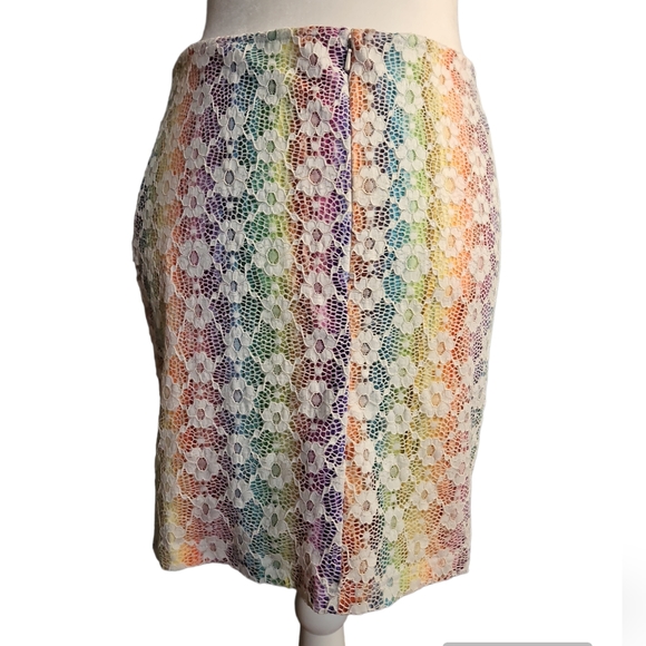 Rainbow Skirt with White Lace Overlay - Picture 2 of 3
